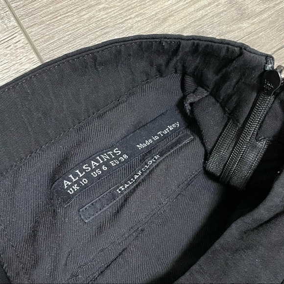 All Saints Women's Black Chia Trouser Pants Pleated Front Tapered Legs Sz 6 Wool - Picture 4 of 8